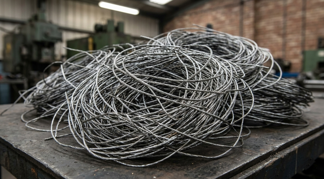 Recycled tyre wire scrap steel recovered during tyre recycling process